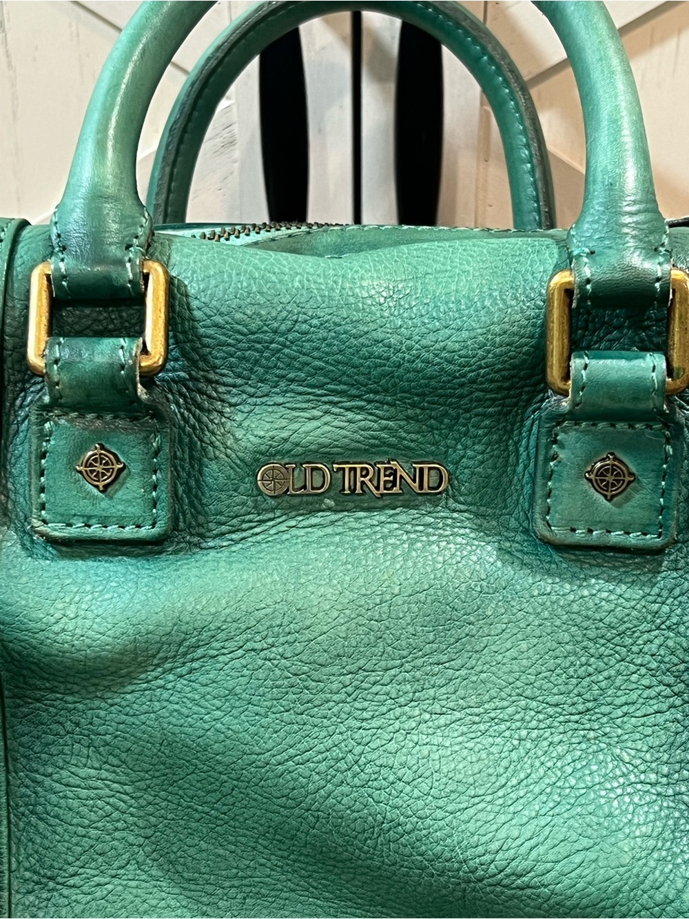 OLD TREND Women's Genuine Leather Mini Trunk Green Crossbody Bag NWOT - Picture 9 of 11